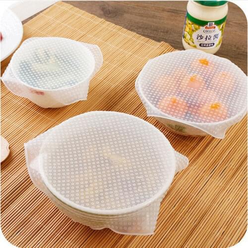 3 Pcs Set Reusable Silicone Plastic Wrap Seal Vacuum Food Magic Wrap Kitchen Gadget Plastic Wrap