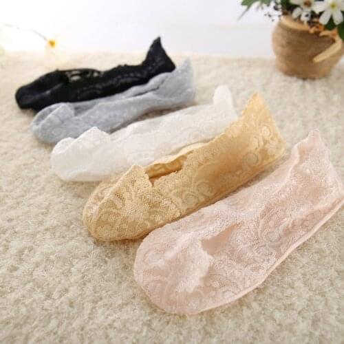 2Pcs Transparent Short Lace Socks Women Summer Hollow Out Boat Socks Slippers Female Soft Breathable Low Invisible Socks