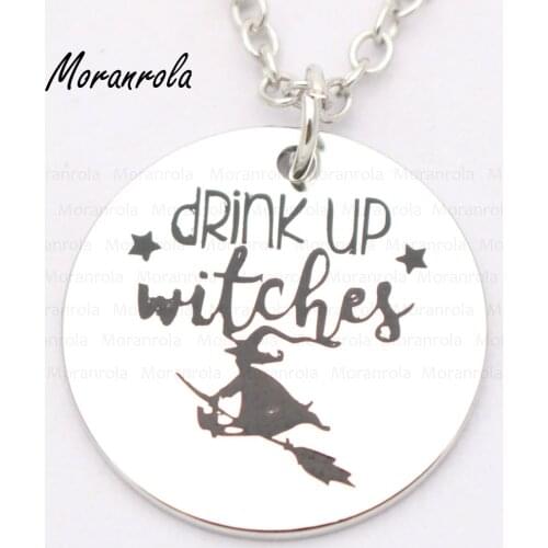 New arried" Drink up witches"Copper necklace Keychain,charm Funny Halloween necklace witches Witch On Broom Spooky Jewelry