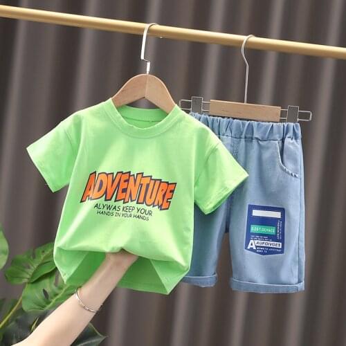 Baby Boys Clothes 1 2 3 4 5 Years Summer Fashion Kids Cotton T-Shirt with Casual Shorts Children Costume Toddler Outfit Letter
