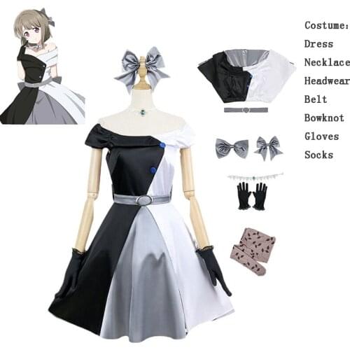Osaka Shizuku Cosplay Costume Lovelive! Nijigasaki High School Idol Club Halloween Party Black And White Dress For Women Girls