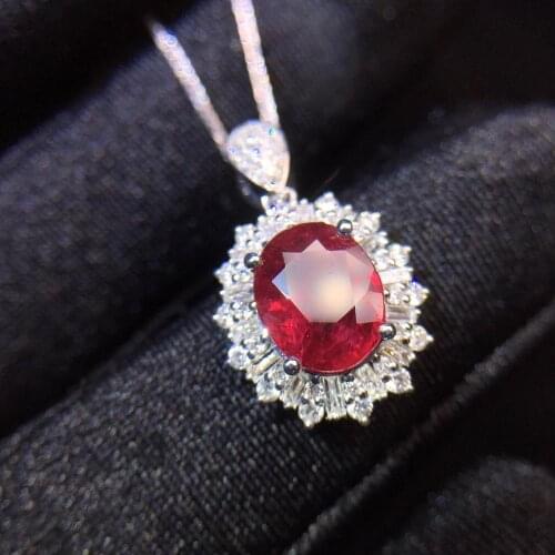P115 Fine Jewelry 18K Gold AU750 G18K Natural 100% Ruby Pendant 1.88ct Gold Diamond Pendant Gemstone Necklaces for Women