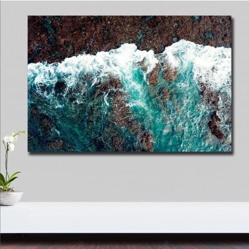 Large Size Printing Oil Painting Sea Surf Shore Waves Wall Art Canvas Print Pictures for Living Room and Bedroom No Frame