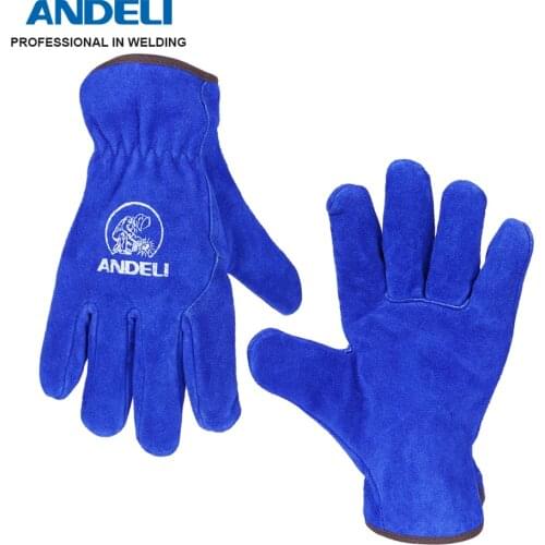ANDELI Welding Gloves for MIG TIG ARC Welder Works Heat/Fire Resistant BBQ/Animal Handling Gloves with Cotton Linin Short Sleeve
