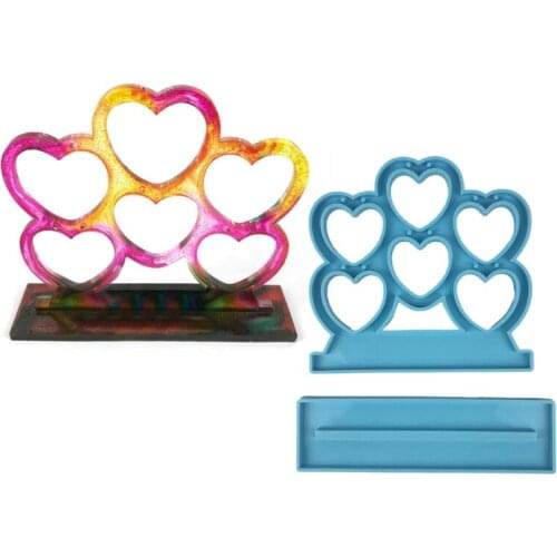 Heart-shaped Earrings Display Stand Resin Mold Jewelry Show Rack Silicone Mould W0YA