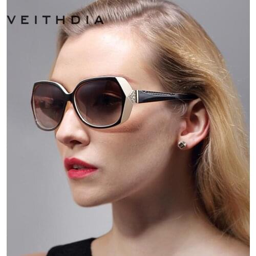 VEITHDIA Retro TR90 Vintage Oversized Sunglasses Polarized Carved Diamond Ladies Women Designer Sun Glasses Eyewear shades women