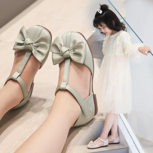 JY Children Girls Pu Shoes Flat Casual Princess Bowknot Half Sandals 27-36 3Colors TB02