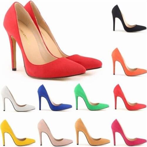 Pointed Toe Women Pumps Sexy Wedding Party Shoes Office & Career Flock 11CM Thin High heels Slip On zapatos de mujer size 35-42