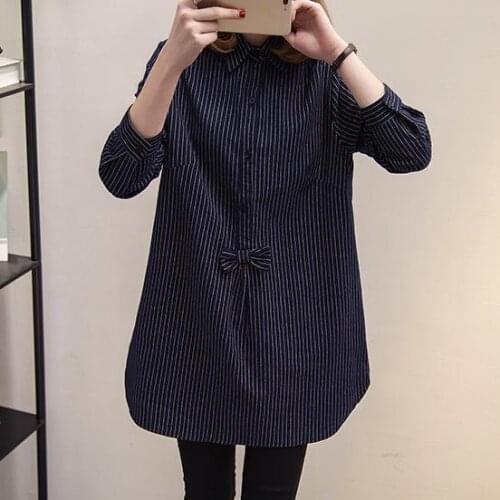 Tunic Women Blouses 2020 Winter Autumn Tunic Striped Bow Blouses Plus Size 5XL Long-sleeved Sexy Women Slim Blusas Shirts M728