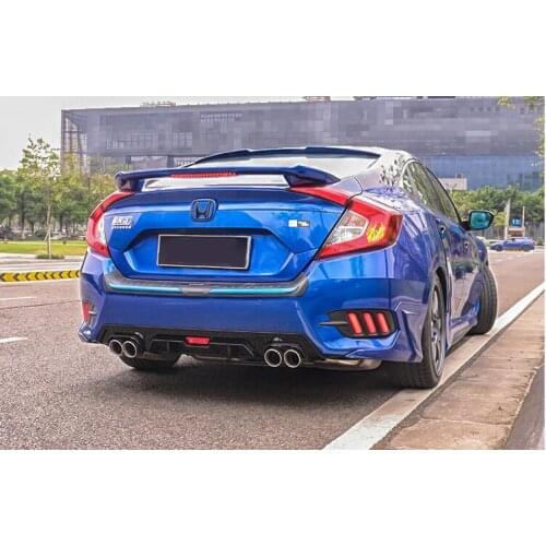 For Civic Body kit spoiler 2016-2018 For Honda Civic C ABS Rear lip rear spoiler front Bumper Diffuser Bumpers Protector