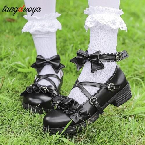 Lolita shoes women shoes low heel round head bowknot comfortable ulzzang shoes japanese sneakers platform vintage harajuku shoes