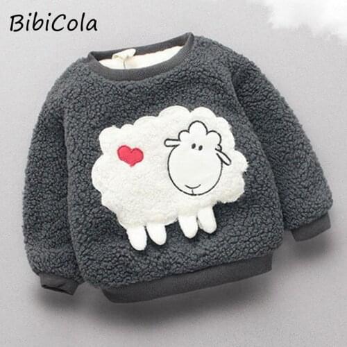 BibiCola baby girls/boys winter sweater hoodies children bebe bow sweaters kids girls plus velvet thicken warm shirt sweaters