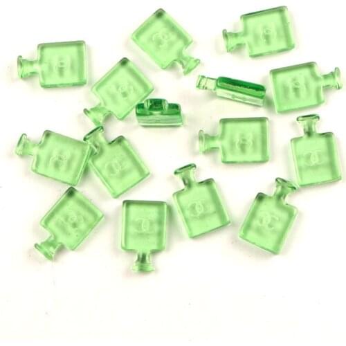 20Pcs Green Perfume Bottle Resin Decoration Crafts Flatback Cabochon Scrapbook DIY Embellishments Accessories Buttons