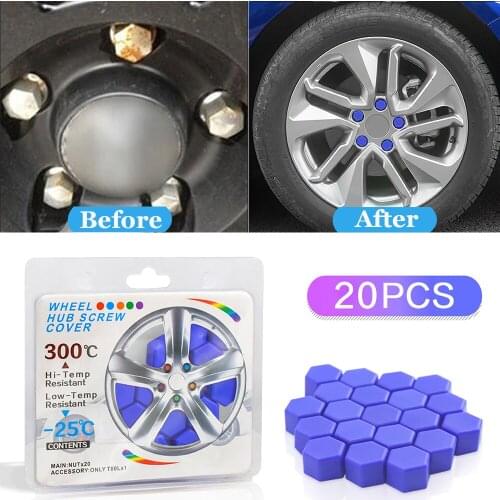 20pcs 19mm Car Tyre Wheel Hub Covers Wheel Nut Bolt Head Cap Auto Tire Wheel Screw Bolts Anti-Rust Protection Covers Car Parts