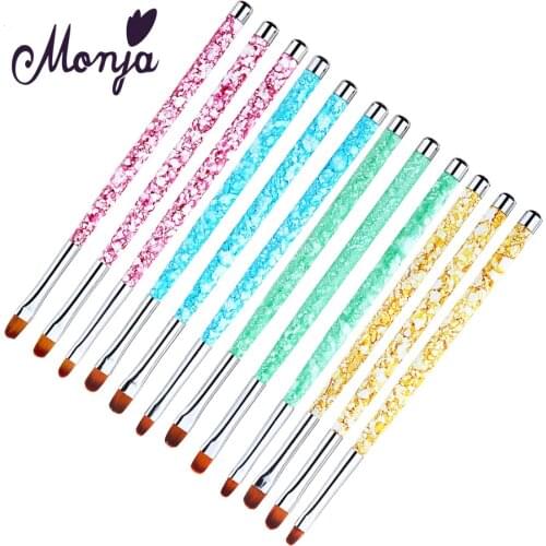 Monja 3 Pcs/Set Nail Art Acrylic UV Gel Extension Builder Petal Flower Painting Drawing Brush Pen Manicure Tools