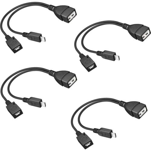4-Pack Mini OTG Cable Adapter,2-In-1 Powered Micro-USB to USB Adapter(OTG Cable + Power Cable) for Streaming Sticks Etc