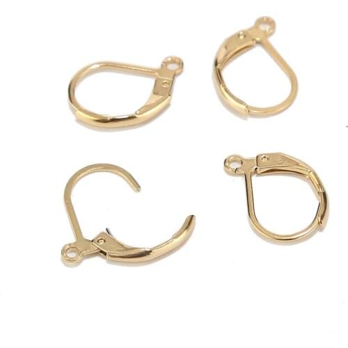 50pcs Stainless Steel Gold Tone 13*10mm Ear Wires Hoop Earring French Hooks For DIY Jewelry Earring Findings Components Making