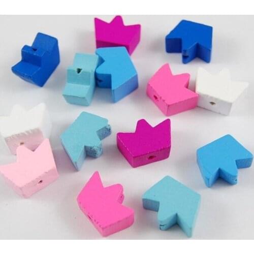 50pcs 18x13mm Crown Shape Wood Beads Candy Color Wood Beads Bracelet Garland for DIY Craft Project and Jewelry Handmade Making