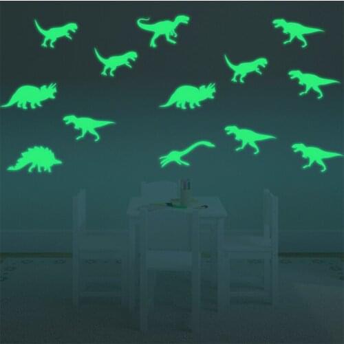 9Pcs/set Glow In The Dark Dinosaurs Toy Stickers Funny 3D Fluorescent Sticker For Ceiling Baby Kids Room Stars Luminous Stickers