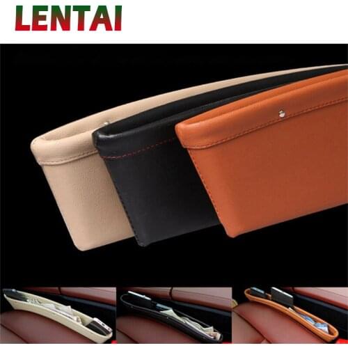 LENTAI 1PC Car Seat Gap Boxes leather Organizer Phone Holder For Abarth Fiat 500 BMW E60 E36 E34 Mercedes Benz W204 Volvo XC90