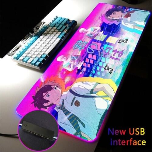 Your Name Anime XXL Large RGB Mouse Pad Multi-interface Four USB Docking Dock USB Cute Pink MousePads Typec Interface Desk Mat