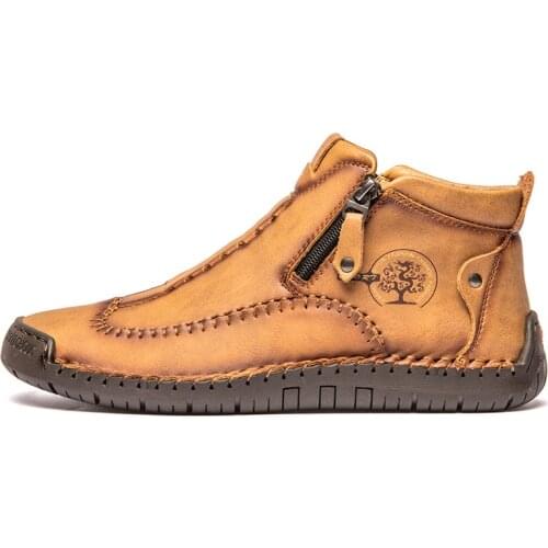 Mens Ankle Boots Handmade Leather Casual Shoes Mens Chelsea Boots Classic Mens Motorcycle Boots Outdoor Men Walking Shoes