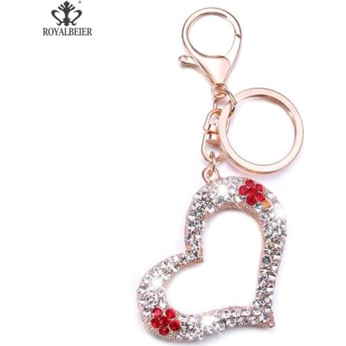 ROYALBEIER Drive Bling Crystal Keyrings Metal Action Figure Toy Model Drive Safe Keychain Women Girls Sweet Gift Accessories