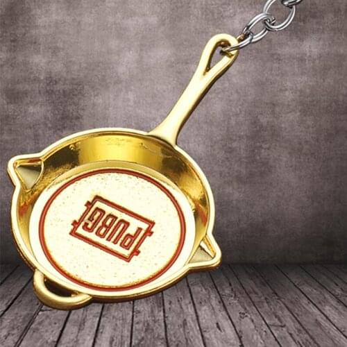 Eat Chicken PUBGG Pan Keychain Frying Saucepan Dinner Target Keyring Key Holder Chain Ring Weapon-Military Game Jewelry