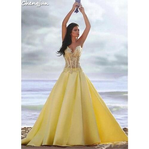 Chengjun Wholesale China Women Party Yellow Bride Wedding Dresses