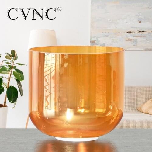 CVNC 7" Clear Orange Quartz Crystal Singing Bowl with Cosmic Light