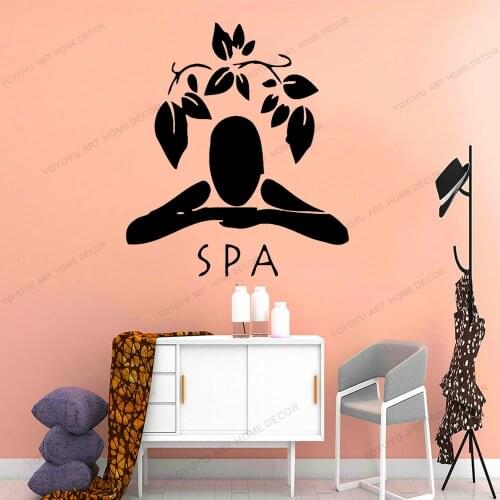 Girl Spa Massage Relax Beauty Salon Woman Wall Decals Floral Design Vinyl Decal Sticker Art Room Decor CX1172