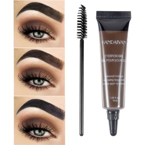 HANDAIYAN Eyebrow Enhancer Tattoo Cream with Brush Kit Waterproof Makeup Brown Black Eyebrows Tint Gel Brow Dye Cream Cosmetics