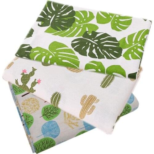 6pcs/Lot Printed Palm Leaf Fruits Linen Cotton Fabric Patchwork Cloth DIY Sewing Quilting Material Handwork Cloth Accessory