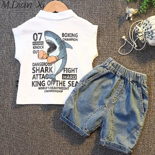 Boys Clothing Sets Summer New Children Clothing Sleeveless Top+jeans Pants 2pcs Gentleman Baby Boys Sets Kids Clothes for Boys