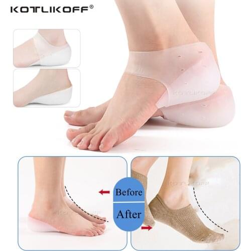 KOTLIKOFF Invisible Height Increase Silicone Socks Gel Heel Pads Heel Cushion Soles Insole Foot Massage Orthopedic Arch Support