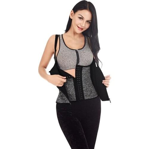 Summer Women Waist Trainer Corset Zipper Vest Body Shaper Cincher Shapewear Slimming Belt Sports Girdle Neoprene Sauna Tank Top