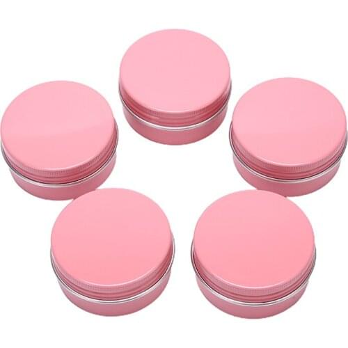 5ps Metal 50ML Tin Cosmetic Cosmetic Containers With Lid Pink Empty Aluminum Pot Jars Eye Cream Hair Conditioner High Quality