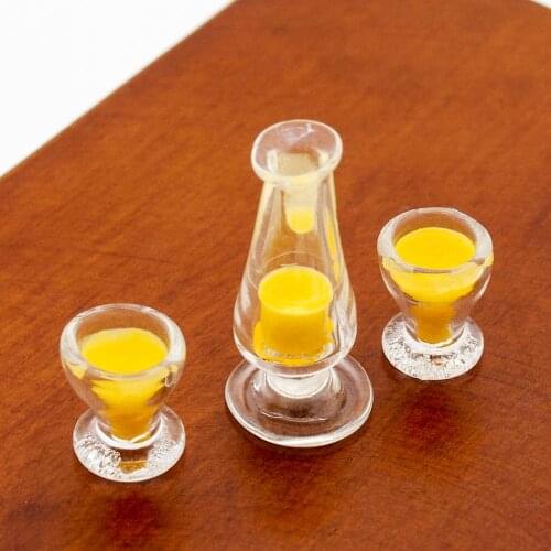Odoria 1:12 Miniature Food 3PCS Mango Juice Cup Fruit Pudding Dollhouse Kitchen Accessories