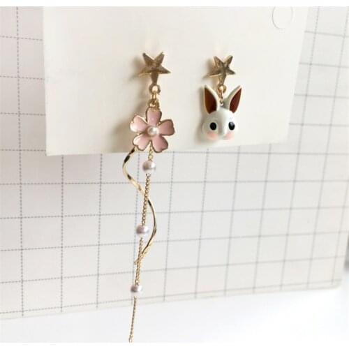 Fashion nifty girl feeling beautiful asymmetric stud earrings lovely rabbit earrings joker girl cherry earrings jewelry accessor