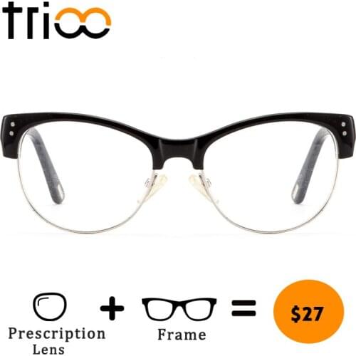 TRIOO Semi-rimless Glasses Men Unisex Astigmatism Nearsighted Eye Glasses Progressive Clear Lens Spectacles Myopia Eyewear
