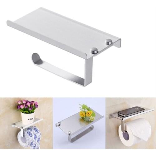Stainless Steel Toilet Paper Holder Bathroom Wall Mount WC Paper Phone Holder Shelf Towel Roll shelf Accessories