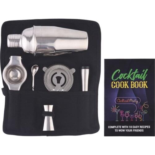 New stainless steel cocktail shaker set 7-piece cloth bag red wine wine set 550ml creative shaker