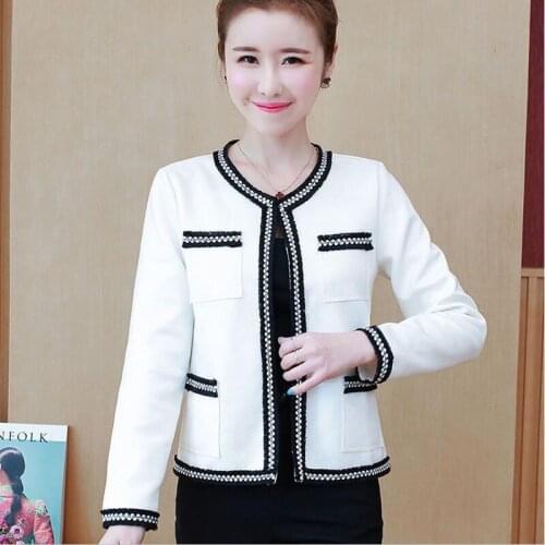 Large Size Coat Women Small Suit New 2021 Spring Cardigan Jacket Women Suits Short Slim Coats Womens Jackets Black White Black