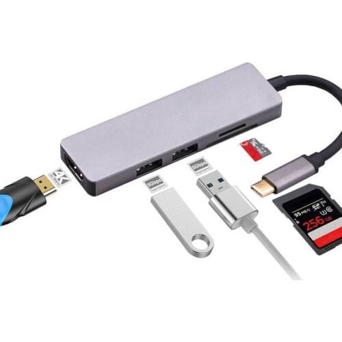 Type C to HDMI-compatible TV Cable Adapter USB 3.0 HUB Card Reader for MacBook laptop pc for Samsung S21 S9 S8 Note9 Huawei P20