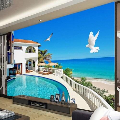 Custom Mural Wallpaper 3D Stereo Mediterranean Landscape Photo Wall Mural Living Room TV Sofa Backdrop Wall Papel De Parede 3 D