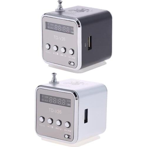 TD-V26 Mini Radio FM Digital Portable 1.0 inch LCD Screen Speakers w/Receiver Support TF Card Stereo Loudspeaker For Phone Mp3