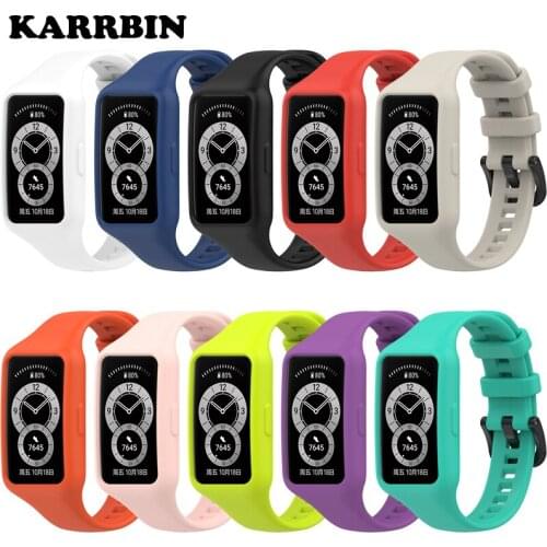 KARRBIN Replacement Sport Silicone Watch Band for Huawei Band 6 Honor Band 6 Smart Bracelet Wrist Strap Huawei Band 6 Pro