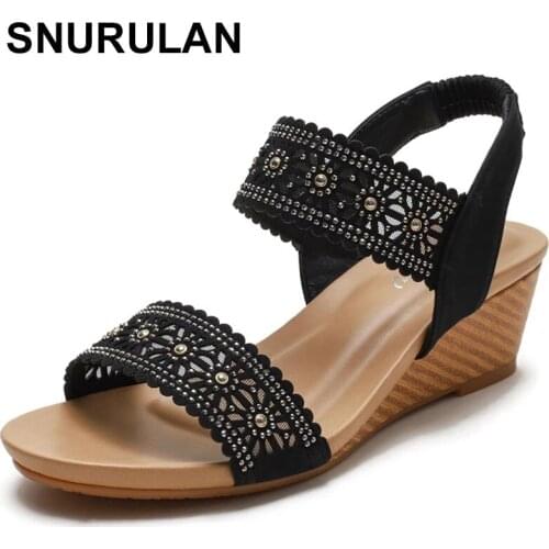 SNURULAN2021 sandals women shoes for woman casual gladiator wedge summer ladies sandles sandalias Comfortable big size 41 42