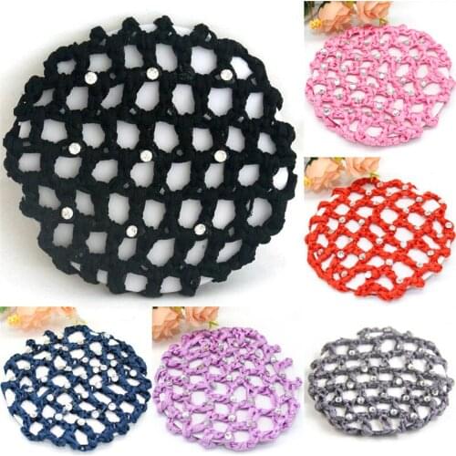 Hair Hairnets Girls Women Bun Cover Snood Hair Net Ballet Dance Skating Crochet Colorful Elastic Hairnet Styiling Tool