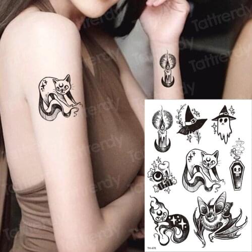 Sexy temporary tattoo cat magic tattoo transfer water tattoo black devil temporary tattoos markers arm hand tatoo ankle wrist